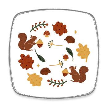 Autumnal Squirrels and Leaves Pattern - Square fridge magnet - white - Front