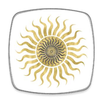 Gold & Schwarze Sonne - Viereckiger Kühlschrankmagnet - Weiß - Vorne