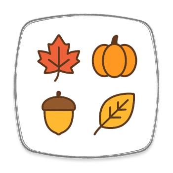 Thème des feuilles d’automne et de la citrouille - Magnet carré - blanc - Devant
