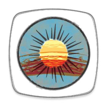 Abstrakter Sonnenuntergang auf Wasser - Viereckiger Kühlschrankmagnet - Weiß - Vorne