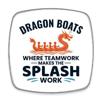 Équipage de course de bateaux-dragons - Magnet carré - blanc - Devant