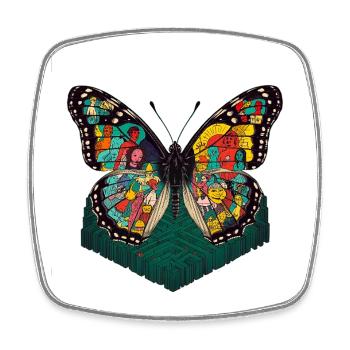 Colorful Legend Butterfly Illustration - Square fridge magnet - white - Front