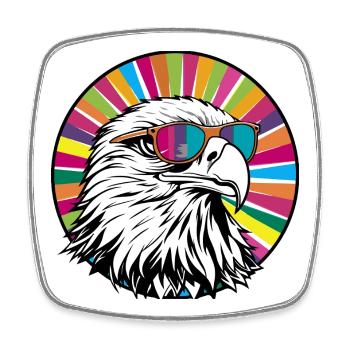 Eagle with sunglasses - Square fridge magnet - white - Front