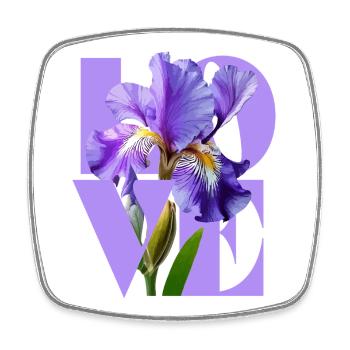 Elegant Purple Iris Floral Design - Square fridge magnet - white - Front
