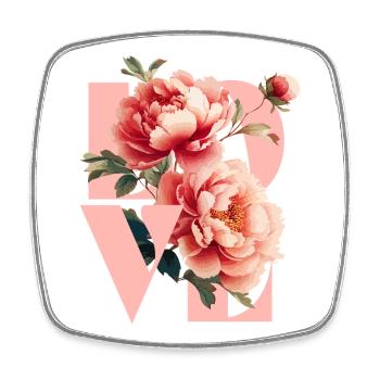 Elegantes florales Pfingstrosen-Design - Viereckiger Kühlschrankmagnet - Weiß - Vorne