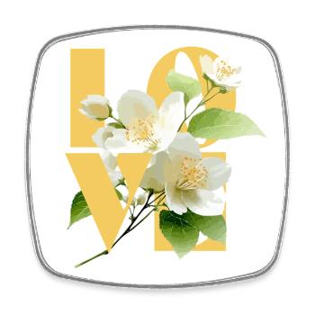 Elegante Jasmin Blumige Liebe Typografie - Viereckiger Kühlschrankmagnet - Weiß - Vorne