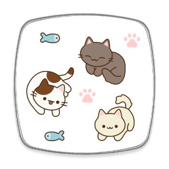 Adorable Cat and Fish Play Scene - Square fridge magnet - white - Front
