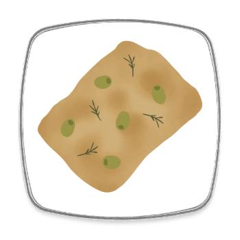 Focaccia aux olives et au romarin - Magnet carré - blanc - Devant