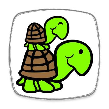2 Turtles Piggyback Mom Dad Kid Riding Cute - Square fridge magnet - white - Front