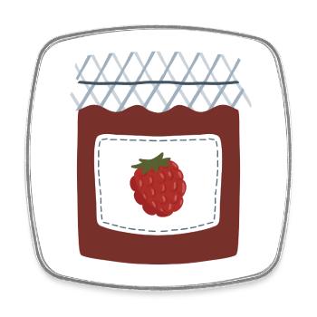 Beerenmarmeladenglas Illustration - Viereckiger Kühlschrankmagnet - Weiß - Vorne