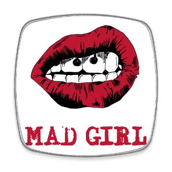 Mouth drawn in pop art style - Square fridge magnet - white - Front