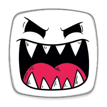 Demonic Monster Face Motif - Square fridge magnet - white - Front