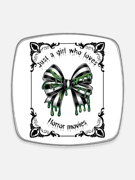 Black and white goth striped bow in a tarot frame - Magnet carré - blanc