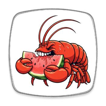 homard doux dessin animé d’été pastèque fruité - Magnet carré - blanc - Devant