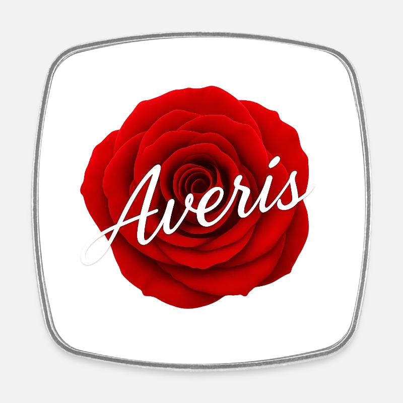 Rose rouge avec design de texte Avenir - Magnet carré - blanc
