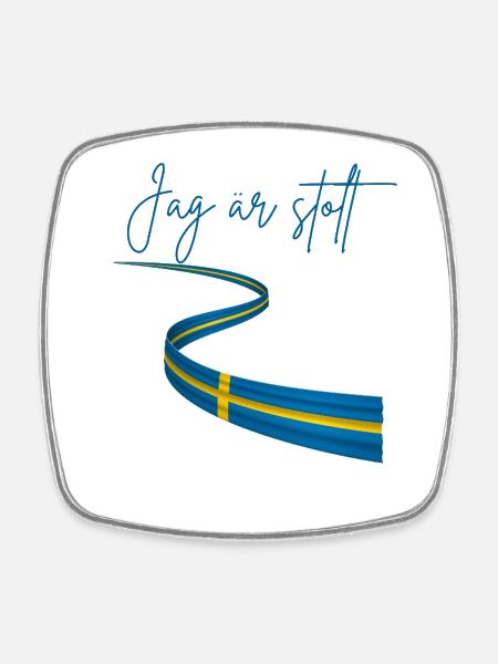 Swedish and proud of it - Square fridge magnet - white