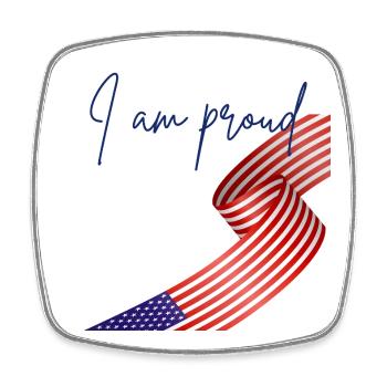 American Pride Wrap Flagge - Viereckiger Kühlschrankmagnet - Weiß - Vorne