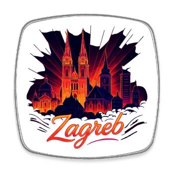 Zagreb capital Croatia silhouette gift - Square fridge magnet - white - Front