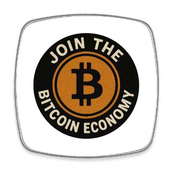 Join the Bitcoin economy round button  - Viereckiger Kühlschrankmagnet - Weiß - Vorne