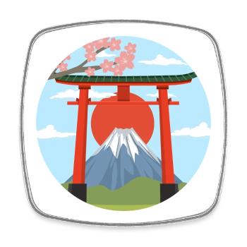 Mount Fuji and Torii Print - Square fridge magnet - white - Front