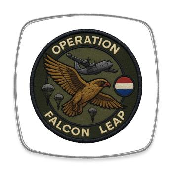 Falcon Leap Operation Patch - Viereckiger Kühlschrankmagnet - Weiß - Vorne