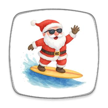 Cool Santa Surfer Christmas Design - Viereckiger Kühlschrankmagnet - Weiß - Vorne