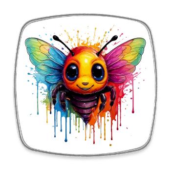 Colorful Bee Art - Square fridge magnet - white - Front