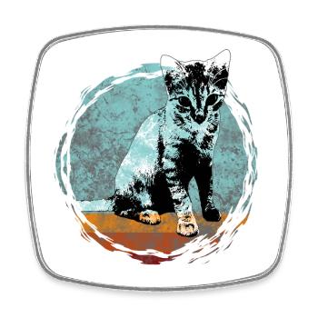 Cat portrait in artistic style - Square fridge magnet - white - Front