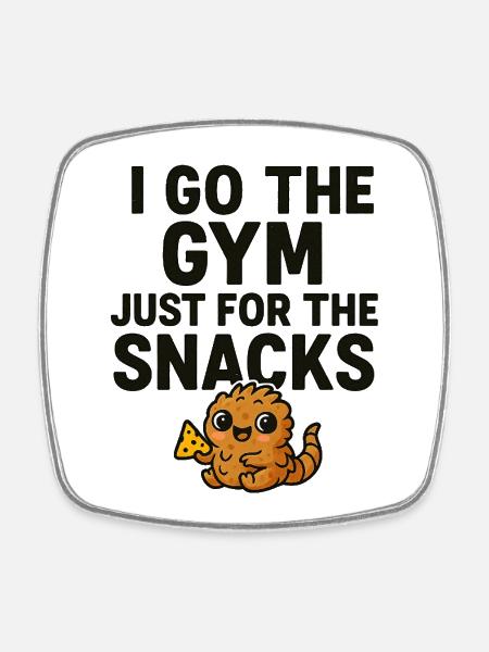 Cuddly tapir with snack motif - Square fridge magnet - white