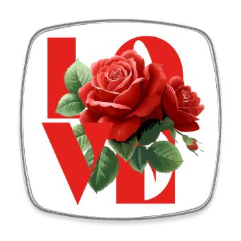 Romantique Rose Love Design - Magnet carré - blanc - Devant