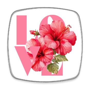 Vivid Hibiscus Floral Coeur Design - Magnet carré - blanc - Devant