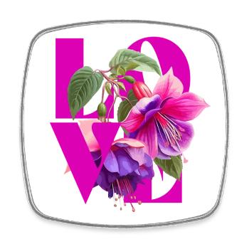 Amour floral avec fuchsia et violet vibrants - Magnet carré - blanc - Devant