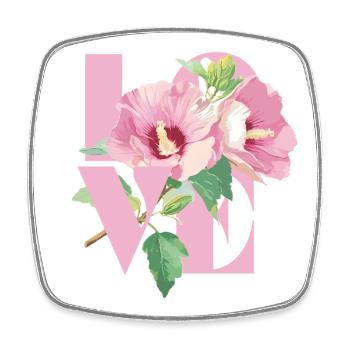 Vivid Hibiscus Floral Coeur Design - Magnet carré - blanc - Devant