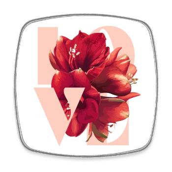 Rote Amaryllis Blumen Illustration - Viereckiger Kühlschrankmagnet - Weiß - Vorne