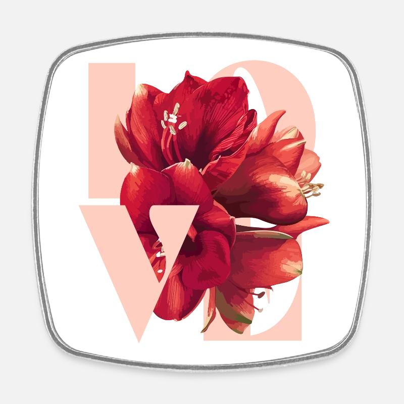 Rote Amaryllis Blumen Illustration - Viereckiger Kühlschrankmagnet - Weiß