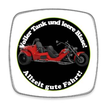 Conduite en tricycle toujours avec le réservoir plein et la vessie vide - Magnet carré - blanc - Devant