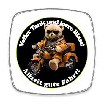 Ours mignon sur la moto avec des lunettes de soleil - Magnet carré - blanc - Devant