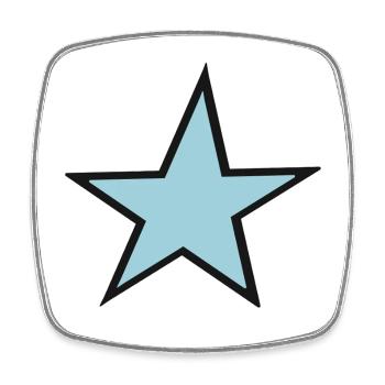 Bright blue star with black border - Square fridge magnet - white - Front