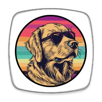Chillen mit Sonnenbrille Golden Retriever - Viereckiger Kühlschrankmagnet - Weiß - Vorne