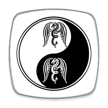 Drachen Yin Yang Schwarz-Weiß-Symbol - Viereckiger Kühlschrankmagnet - Weiß - Vorne