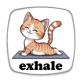 Exhale Yoga Citation Chat Mignon - Magnet carré - blanc - Devant