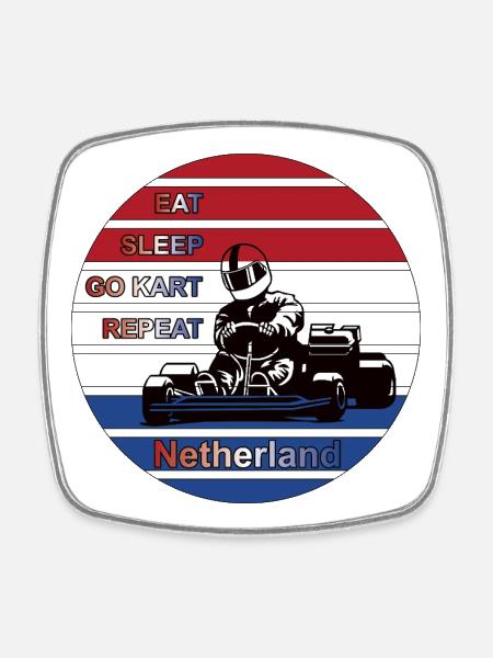 Kart Driver Netherland Design - Square fridge magnet - white