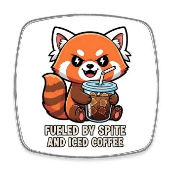Freches Waschbär-Kaffee-Meme-Design - Viereckiger Kühlschrankmagnet - Weiß - Vorne