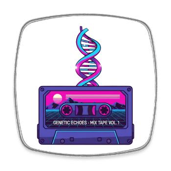 Neon Retro Cassette DNA Art - Square fridge magnet - white - Front