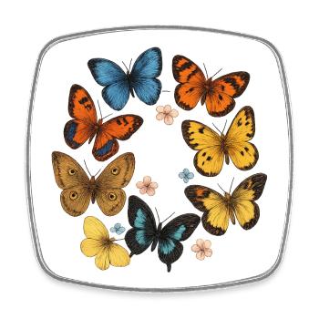 Colorful butterflies on a black background - Square fridge magnet - white - Front
