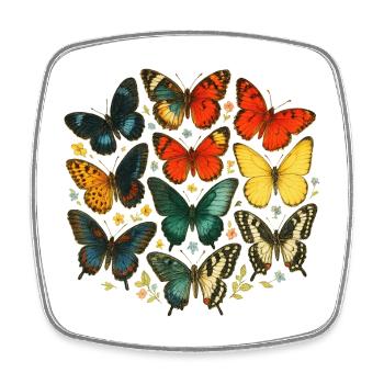 Collection de Papillons Colorés et Épanouis - Magnet carré - blanc - Devant