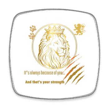 Lion Royalité et Force Impression - Magnet carré - blanc - Devant