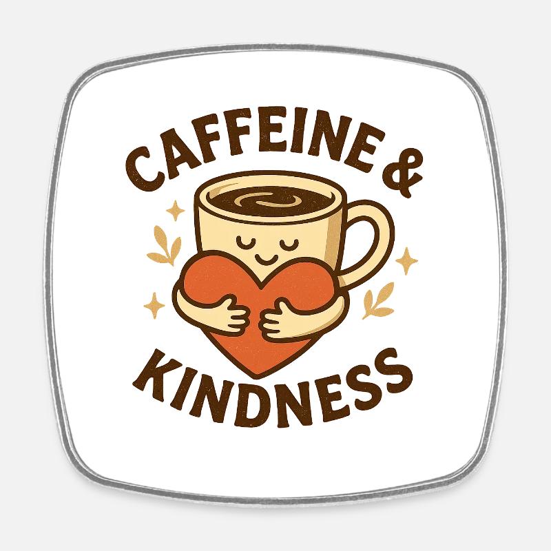 Caffeine and Kindness - Square fridge magnet - white