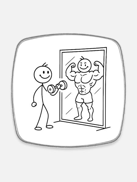 Motivational figure in the gym - Square fridge magnet - white