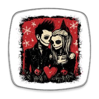 Zombie couple celebrating Christmas - Square fridge magnet - white - Front